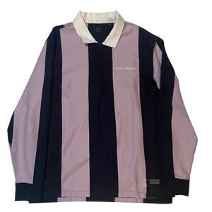 Levi's Black and Lavender Vertical Stripe Rugby Polo with White Collar